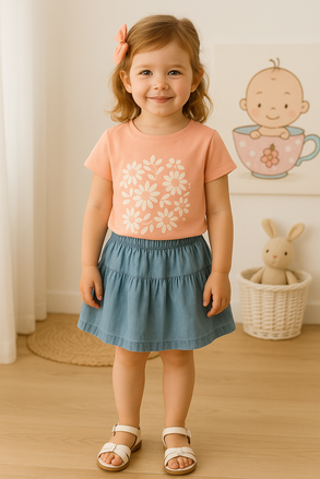T-Shirt de menina Flores Brilhantes dos 2 aos 7 anos