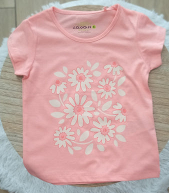 T-Shirt de menina Flores Brilhantes dos 2 aos 7 anos