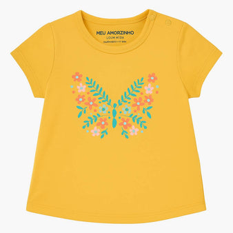 T-shirt de Manga Curta de Menina Flores do 6-9 meses ao 24-36 meses