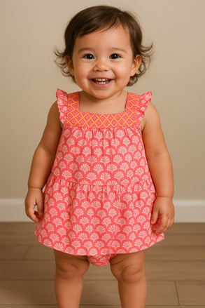 Vestidinho com tapa fraldinhas 1-3 meses ao tam 9-12 meses
