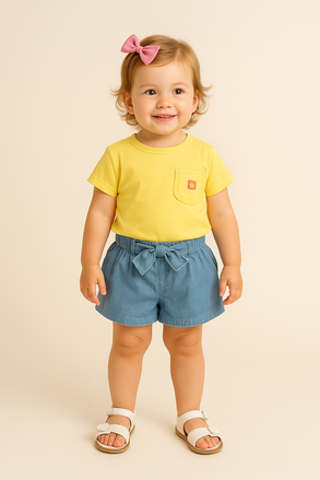 T-shirt de menina Bolsinho